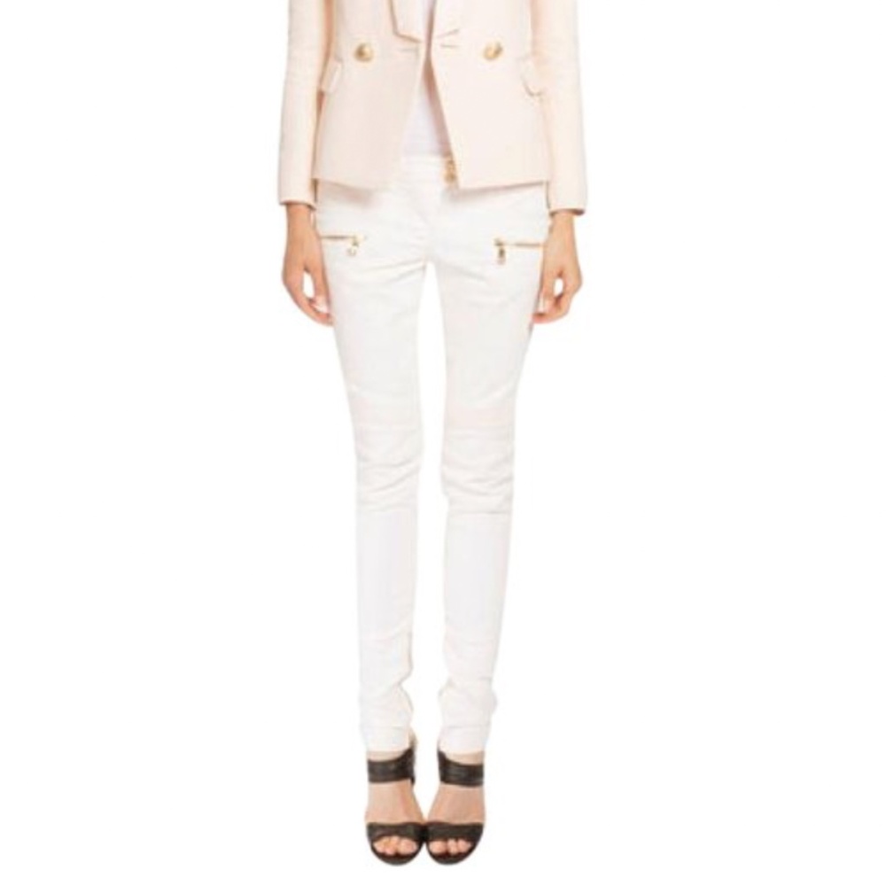Balmain biker jeans with classic gold Balmain buttons. NWT!!